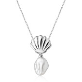 Colier perla naturala alba cu lantisor argint, model Scoica, DiAmanti SK20227P_Necklace-G